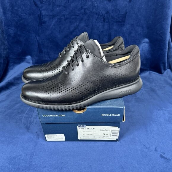 Cole Haan Men's Laser Wing Tip Oxford Lined Black Size